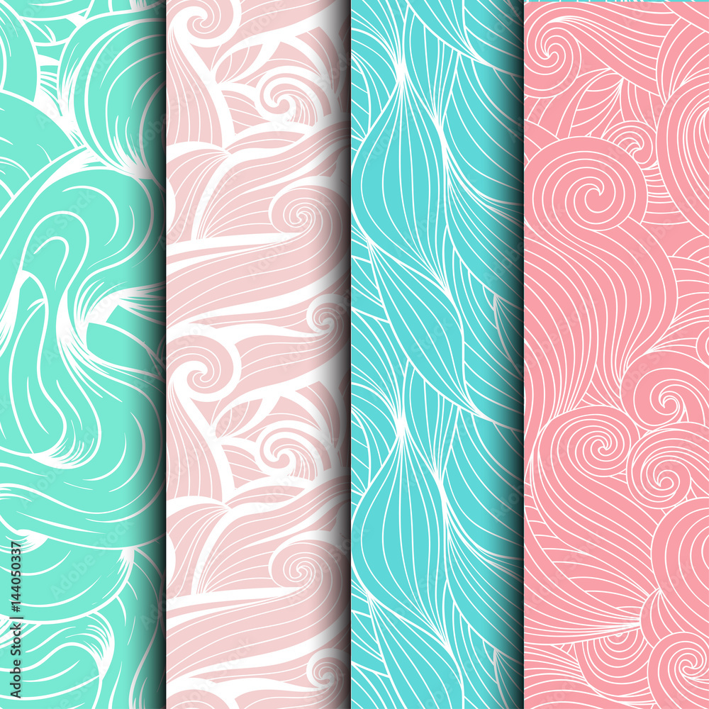 Set of wave patterns (seamlessly tiling).Seamless pattern can be used ...