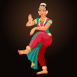 Bharatanatyam or Bharathanatiyam woman dancer vector ilustration isolated