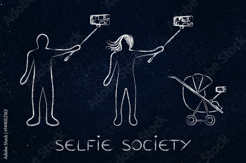 Cuadros en Lienzo selfie society people taking self-portraits
