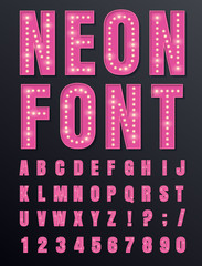 Poster - neon, vector font.
