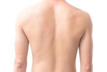 Closeup Back Of Man On White Background Beauty Healthy Skin Care Concept