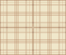 Seamless Tartan Plaid Pattern. Checkered Fabric Texture Print In Stripes Cream And Pale  Brown Colors. Fashion Wallpaper Vector Illustration.