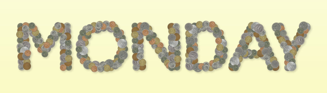 MONDAY  – Coins on yellow background