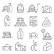 Bags line icon set. luggage images.