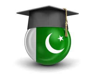Poster - Graduation cap and Pakistani flag. Image with clipping path