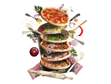 Pizza With Different Tastes With Vegetables, Cooking