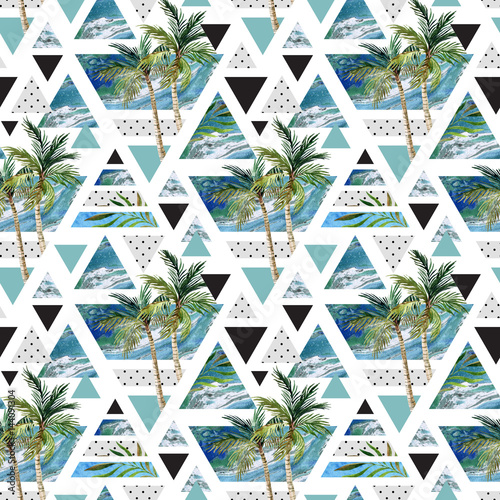 Naklejka na szybę Abstract summer geometric seamless pattern.