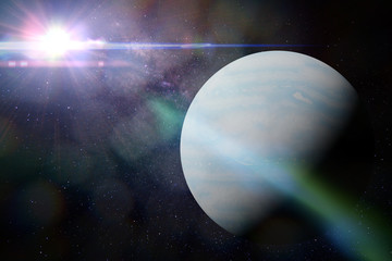 Wall Mural - planet uranus in front of many stars and the milky way galaxy