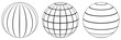 Set spheres globe earth grid, latitude longitude
