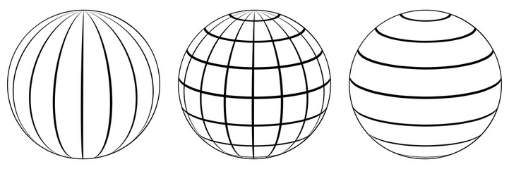 Poster - Set spheres globe earth grid, latitude longitude