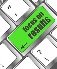 Poster - Modern keyboard focus on results text. Technology concept
