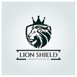 Lion shield logo design template. Element for the brand identity. Vector illustration