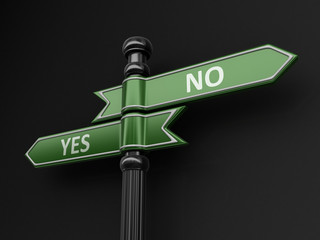 Poster - Yes and No pointers on signpost. Image with clipping path 