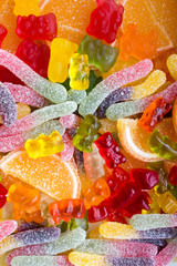 Background of various marmalade sweets. 