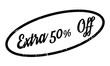 Extra 50 Off rubber stamp. Grunge design with dust scratches. Effects can be easily removed for a clean, crisp look. Color is easily changed.