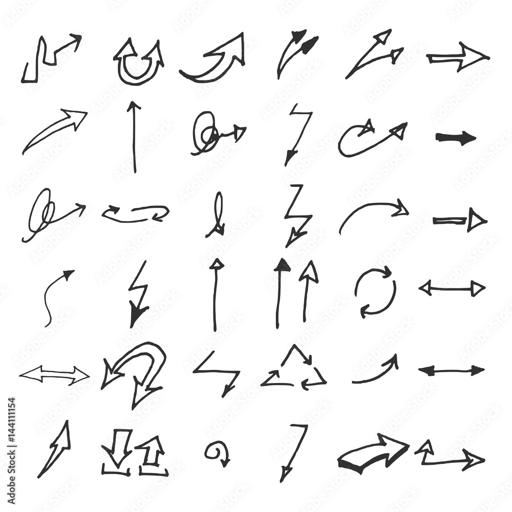 Image vectorielle Stock Vector hand drawn arrows set isolated on white ...