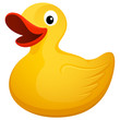 Vector illustration of a smiling yellow rubber ducky.