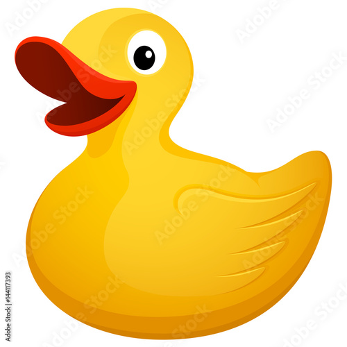 Vector illustration of a smiling yellow rubber ducky. Tableau sur Toile