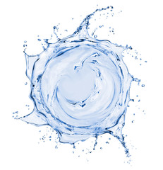 Wall Mural - Splashes of water in the form of a swirling vortex, isolated on white background