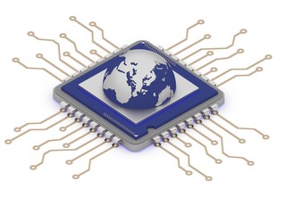 Fototapete - world integrated on technology 3d render