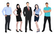 © michalsanca - Business people, men and women standing in different poses. Vector characters