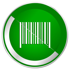 Poster - Barcode silver metallic border green web icon for mobile apps and internet.
