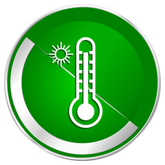 Poster - Hot temperature silver metallic border green web icon for mobile apps and internet.