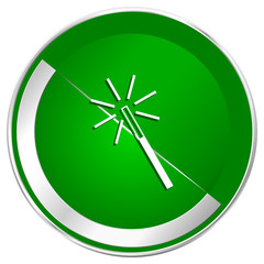 Aufkleber - Magic wand silver metallic border green web icon for mobile apps and internet.