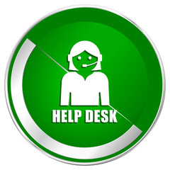 Poster - Help desk silver metallic border green web icon for mobile apps and internet.