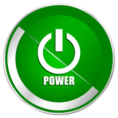Fototapete - Power silver metallic border green web icon for mobile apps and internet.