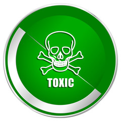 Aufkleber - Toxic skull silver metallic border green web icon for mobile apps and internet.