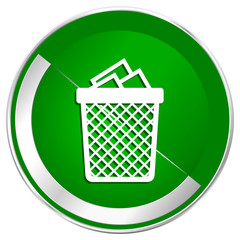 Leinwandbilder - Trash can silver metallic border green web icon for mobile apps and internet.