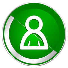 Aufkleber - Person silver metallic border green web icon for mobile apps and internet.