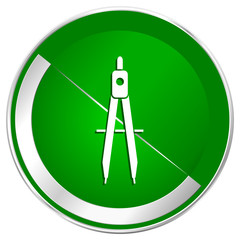 Poster - Learning silver metallic border green web icon for mobile apps and internet.