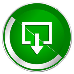 Poster - Exit silver metallic border green web icon for mobile apps and internet.