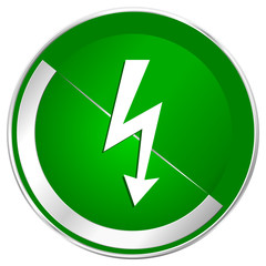 Poster - Bolt silver metallic border green web icon for mobile apps and internet.