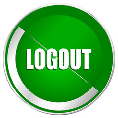Aufkleber - Logout silver metallic border green web icon for mobile apps and internet.