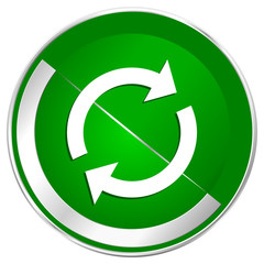 Poster - Reload silver metallic border green web icon for mobile apps and internet.
