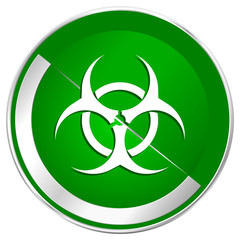 Aufkleber - Biohazard silver metallic border green web icon for mobile apps and internet.