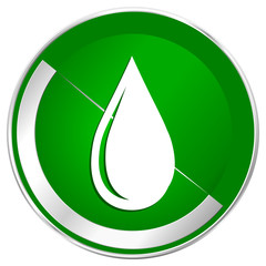 Poster - Water drop silver metallic border green web icon for mobile apps and internet.