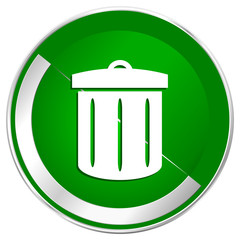 Poster - Recycle silver metallic border green web icon for mobile apps and internet.
