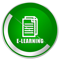 Poster - Learning silver metallic border green web icon for mobile apps and internet.
