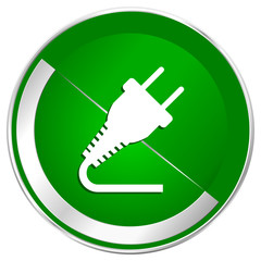 Poster - Plug silver metallic border green web icon for mobile apps and internet.