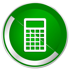 Poster - Calculator silver metallic border green web icon for mobile apps and internet.