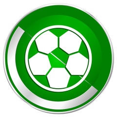 Poster - Soccer silver metallic border green web icon for mobile apps and internet.