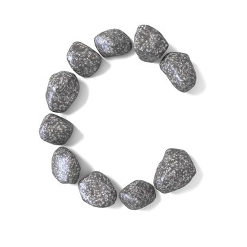 Font made of rocks LETTER C