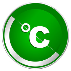 Poster - Celsius silver metallic border green web icon for mobile apps and internet.