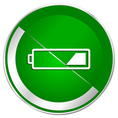 Aufkleber - Battery silver metallic border green web icon for mobile apps and internet.