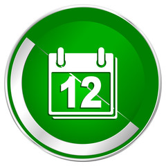 Aufkleber - Calendar silver metallic border green web icon for mobile apps and internet.