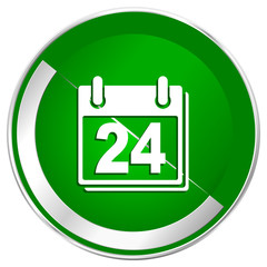 Aufkleber - Calendar silver metallic border green web icon for mobile apps and internet.